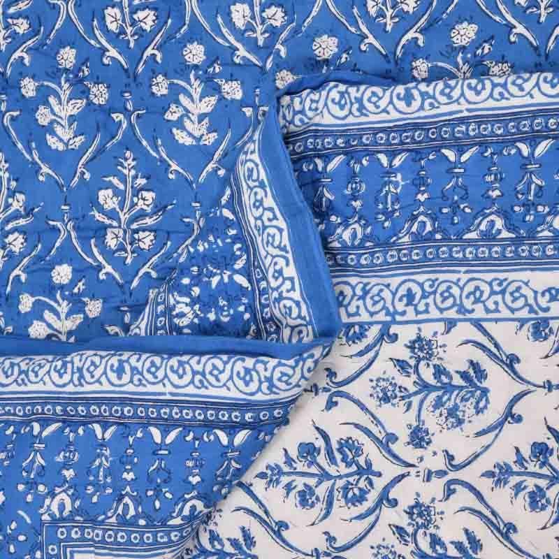 Buy Bouquet Butta Printed Razai - Blue Dohars from Vaaree