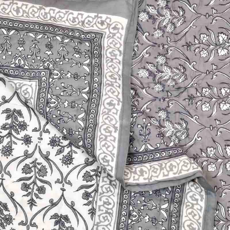 Buy Bouquet Butta Printed Razai - Grey Dohars from Vaaree