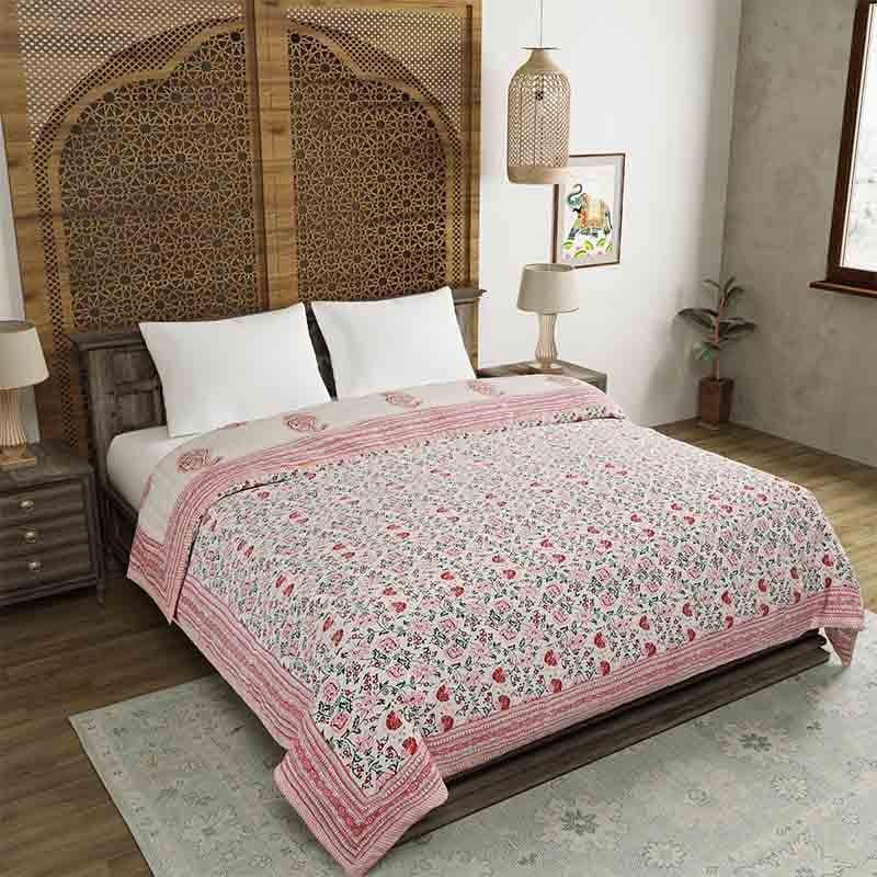 Buy Gulabo Printed Razai - Pink Dohars from Vaaree