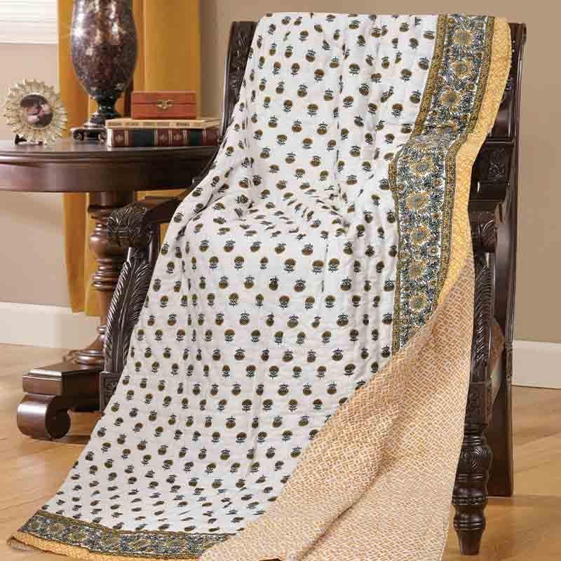 Buy Maria Printed Razai - Yellow Dohars from Vaaree