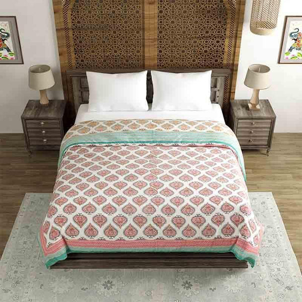 Buy Spade Printed Razai - Turquoise Dohars from Vaaree