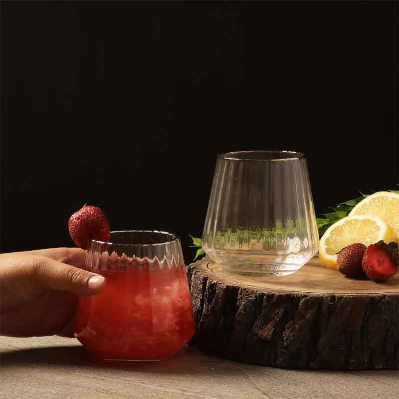 Buy Fluted Drinking Glass (600 ml ) - Set Of Two Drinking & Juice Glasses from Vaaree