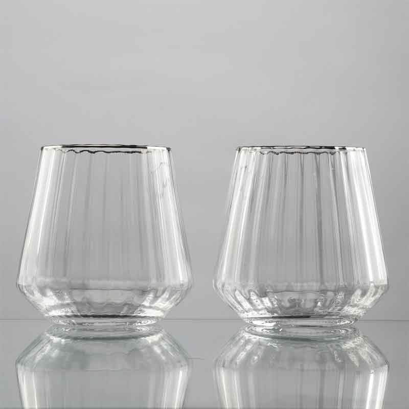 Buy Fluted Drinking Glass (600 ml ) - Set Of Two Drinking & Juice Glasses from Vaaree