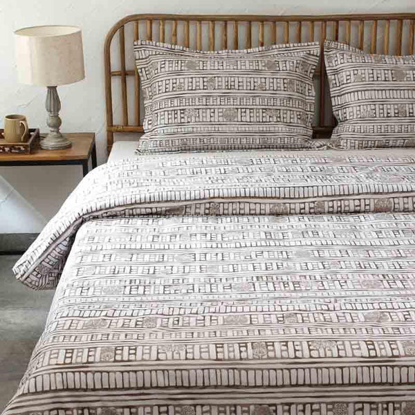 Buy Duvet Covers - Bricked Printed Duvet Cover- Grey at Vaaree online