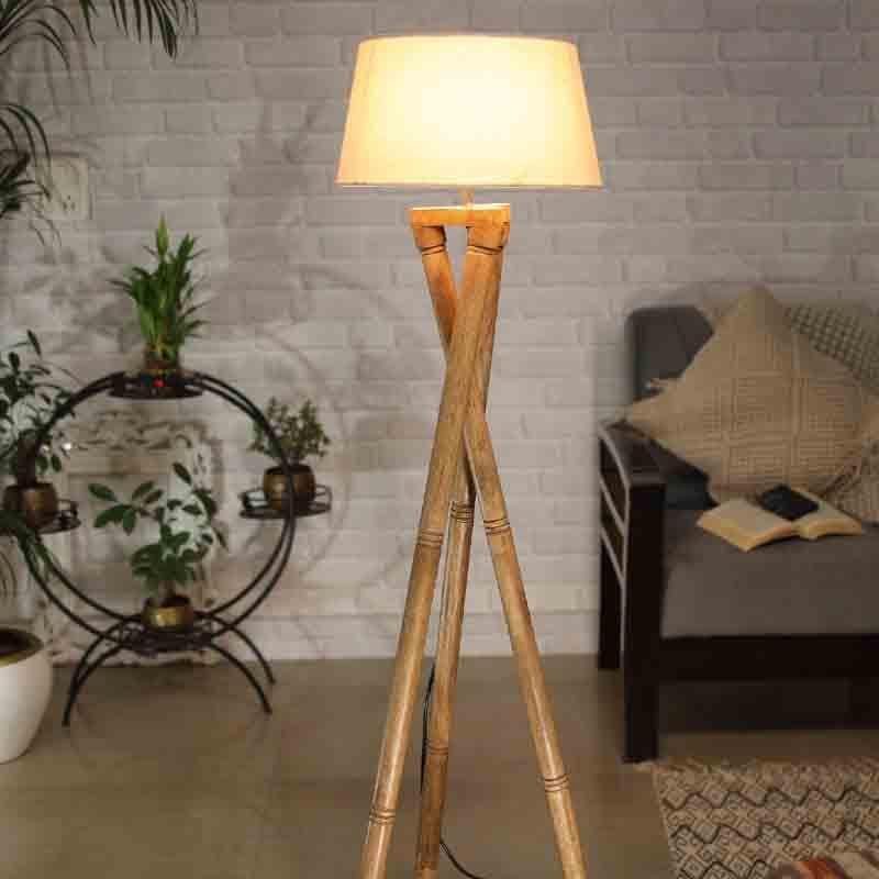 Buy Criss Crossed Tripod Lamp - Beige Floor Lamp from Vaaree