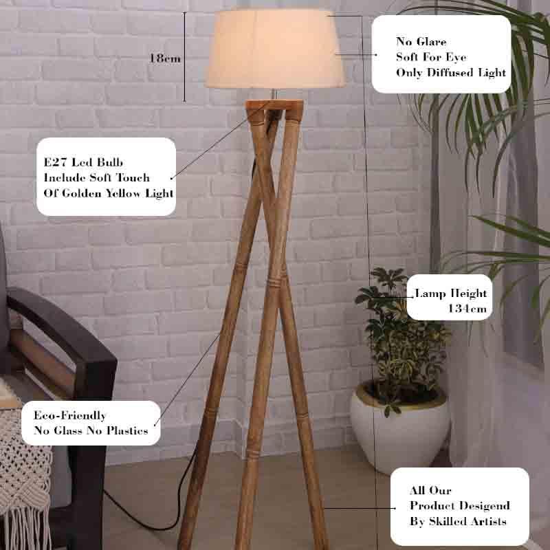 Buy Criss Crossed Tripod Lamp - Beige Floor Lamp from Vaaree