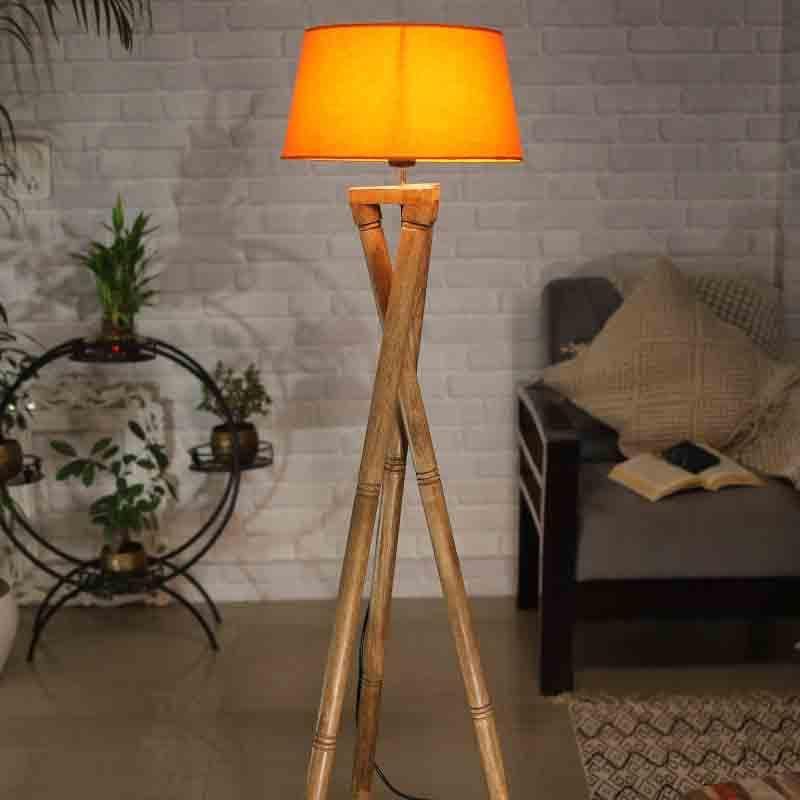 Buy Criss Crossed Tripod Lamp - Orange Floor Lamp from Vaaree