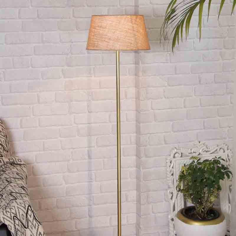 Buy Gabriella Floor Lamp - Gold & Jute Floor Lamp from Vaaree