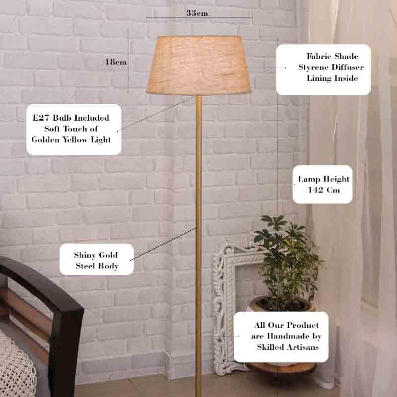 Buy Gabriella Floor Lamp - Gold & Jute Floor Lamp from Vaaree