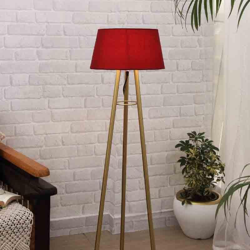 Buy Sleekie Tripod Floor Lamp - Gold & Red Floor Lamp from Vaaree