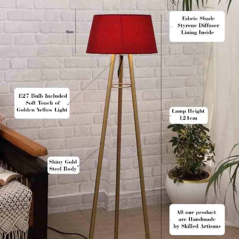 Buy Sleekie Tripod Floor Lamp - Gold & Red Floor Lamp from Vaaree