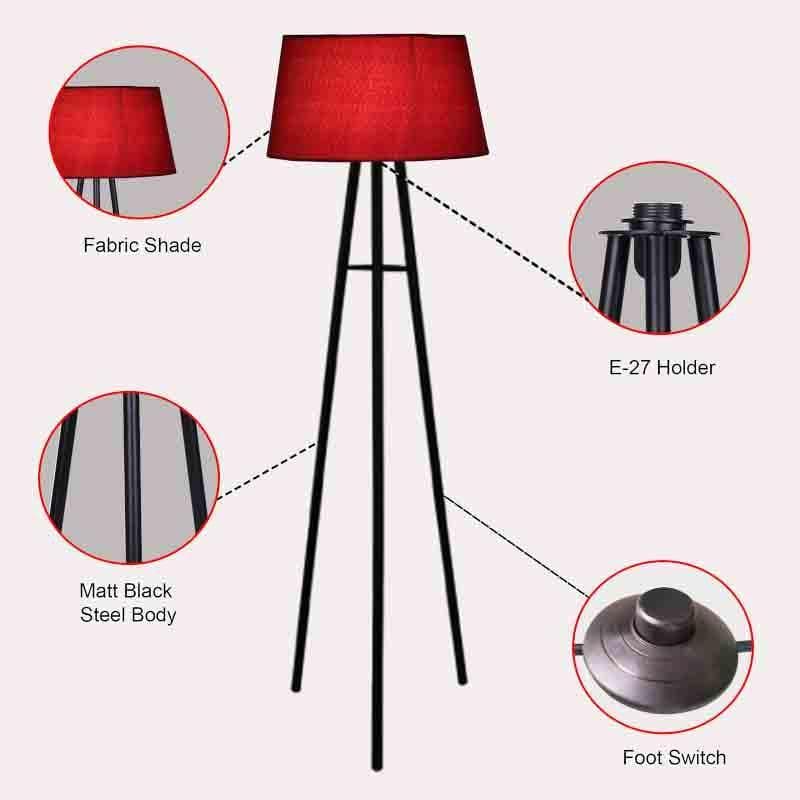 Buy Sleekie Tripod Floor Lamp - Maroon Floor Lamp from Vaaree