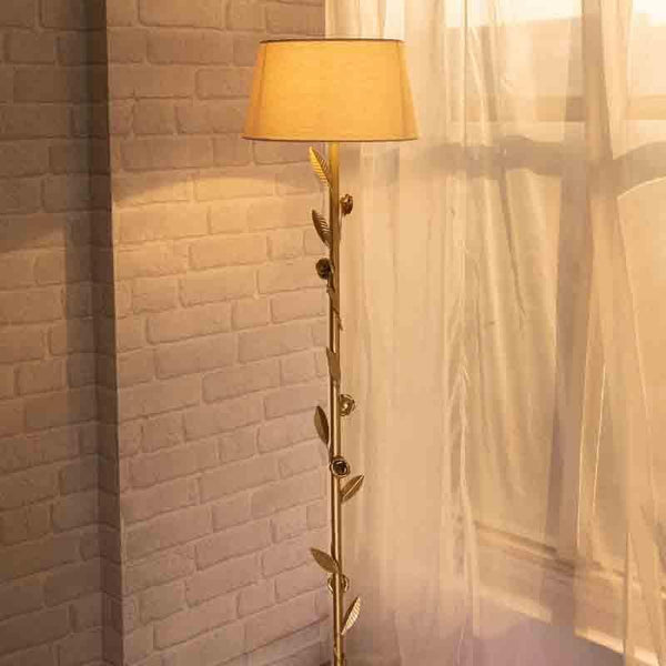 Floor Lamp - Timber Floor Lamp - Gold & White