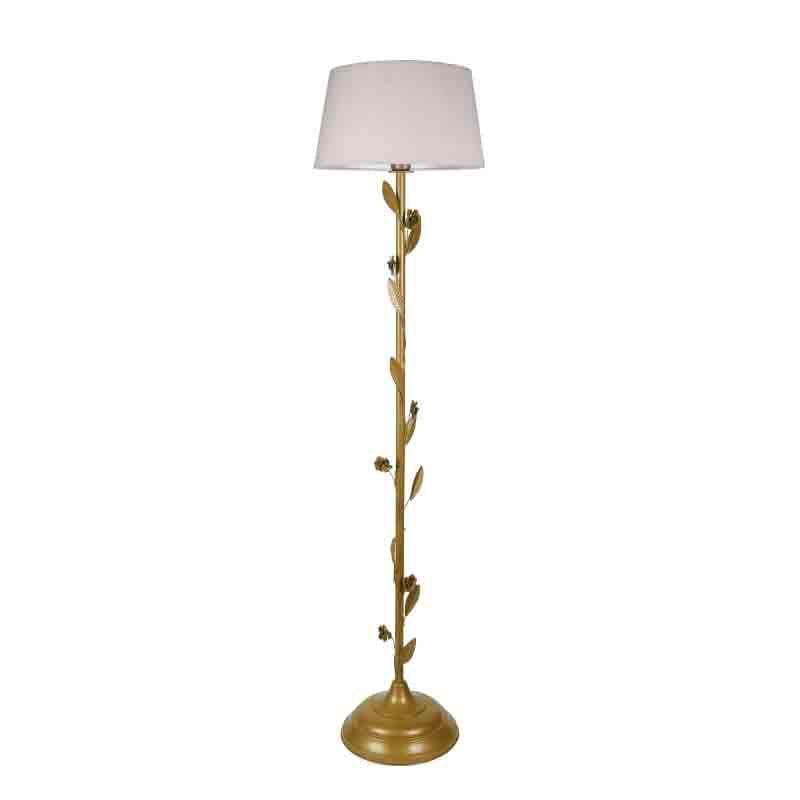 Buy Timber Floor Lamp - Gold & White Floor Lamp from Vaaree