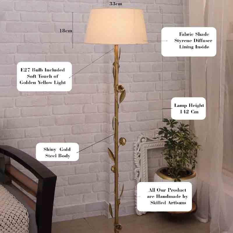 Buy Timber Floor Lamp - Gold & White Floor Lamp from Vaaree