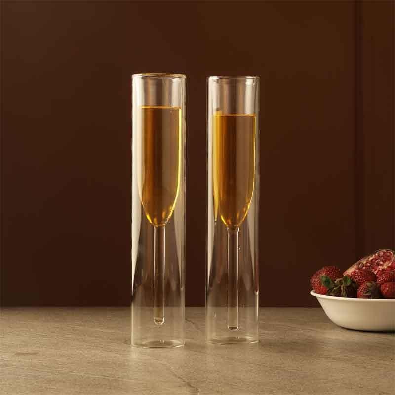 Buy Wedges Glass (150 ml) - Set Of Two Wine & Champagne Glasses from Vaaree