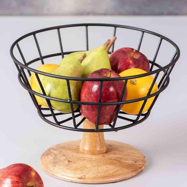 Fruit Basket - Nautica Basket With Wooden Stand