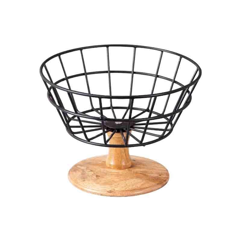 Buy Nautica Basket With Wooden Stand Fruit Basket from Vaaree