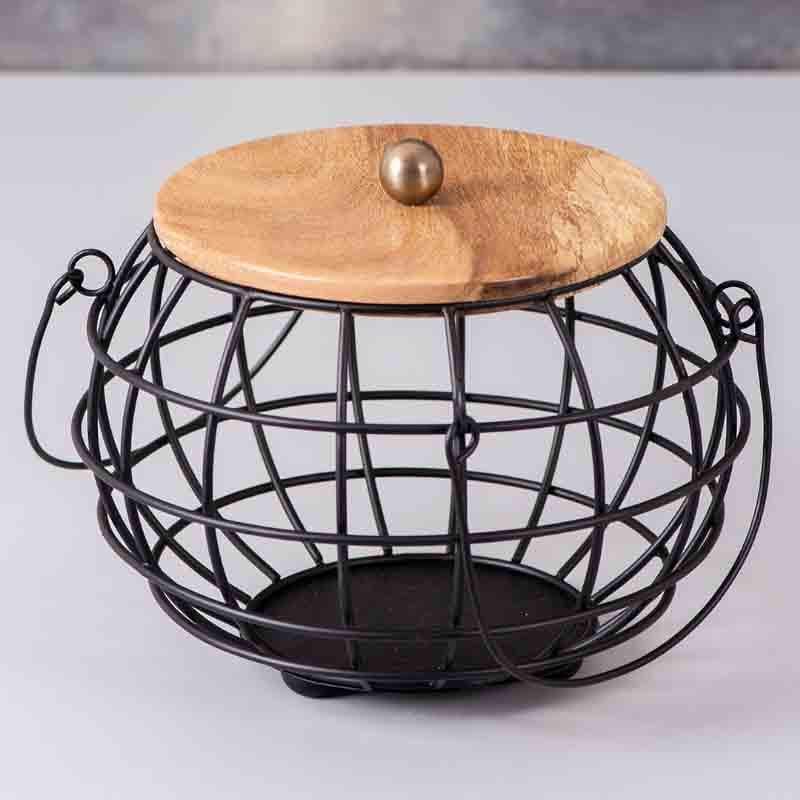 Buy Pot Luck Basket With Lid - Black Fruit Basket from Vaaree