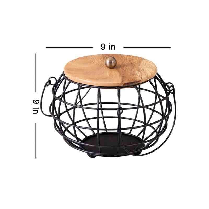 Buy Pot Luck Basket With Lid - Black Fruit Basket from Vaaree