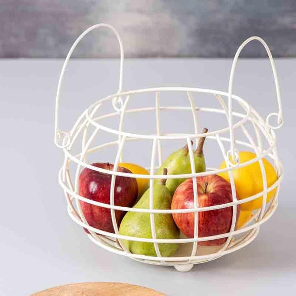 Fruit Basket - Pot Luck Basket With Lid - White