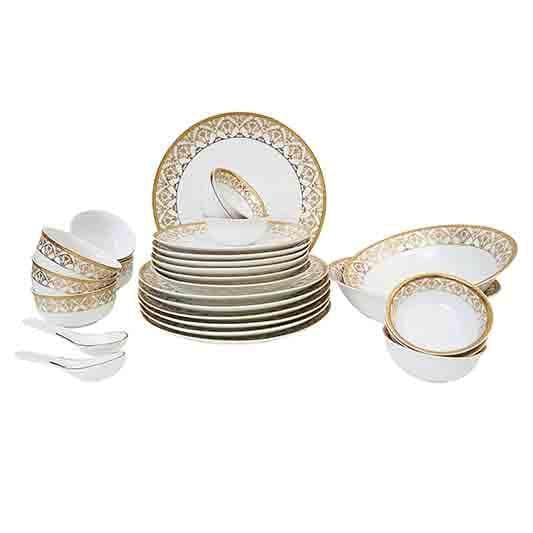 Buy Midas Touch Dinner Set - 33 Pieces at Vaaree online | Beautiful Dinner Set to choose from