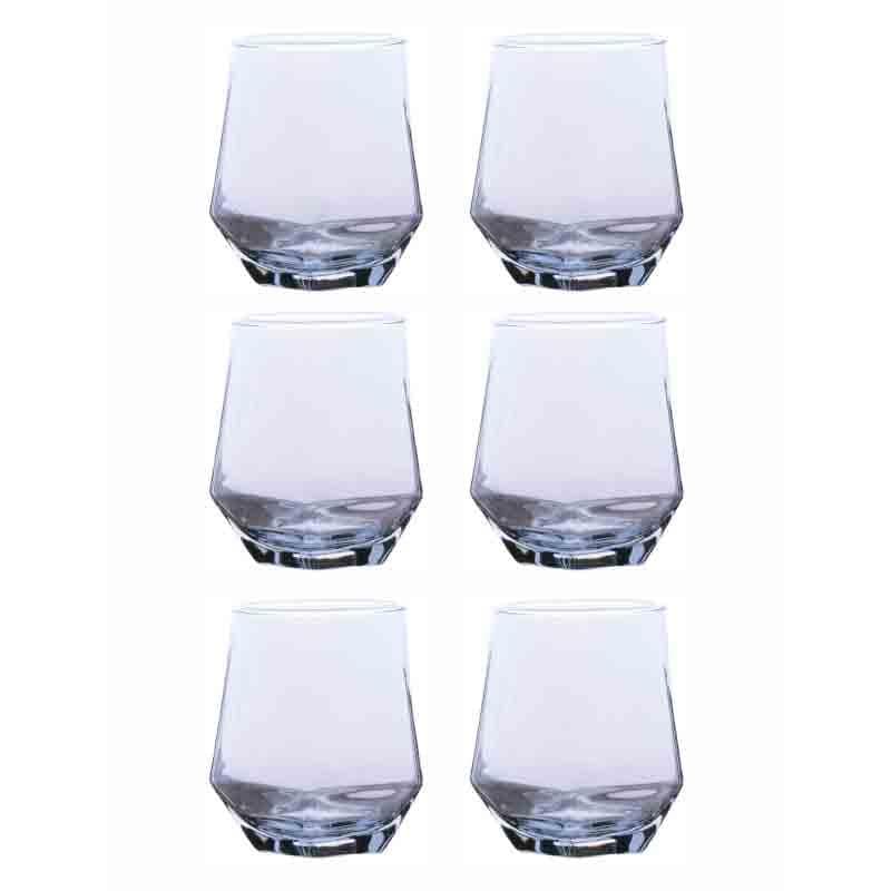 Buy Avalanche Glass Tumbler (Blue) (310 ml ) - Set of Six Drinking & Juice Glasses from Vaaree