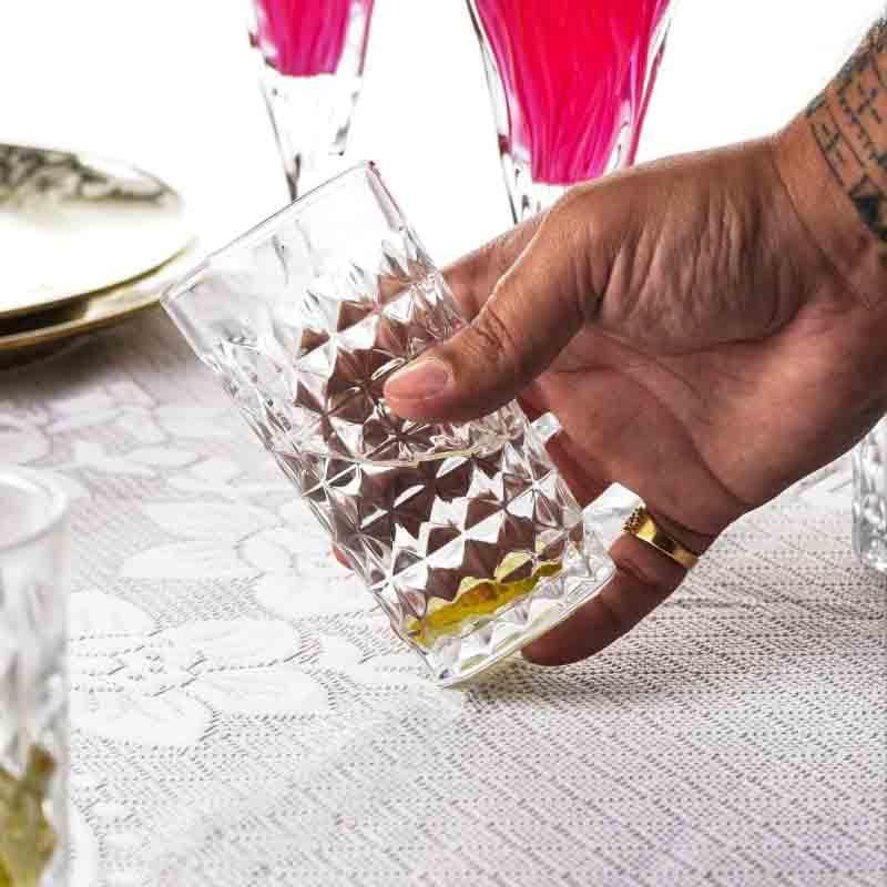 Buy Checkmate Crystal Glass (300 ml) - Set of Four Drinking & Juice Glasses from Vaaree