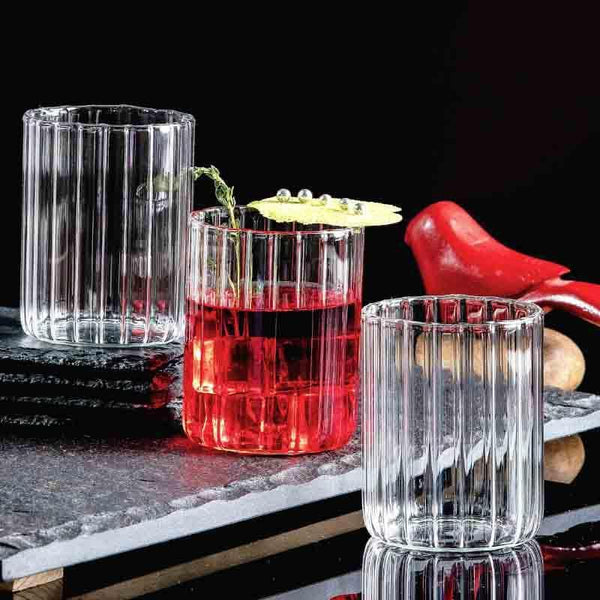 Drinking & Juice Glasses - Chic Carve Glass Tumbler (270 ml ) - Set of Six
