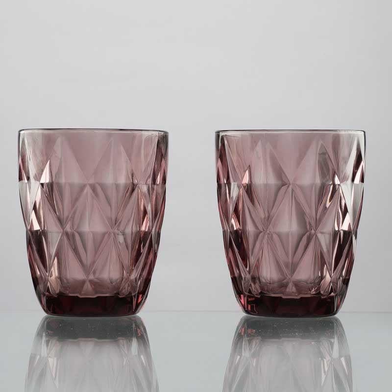 Buy Cubist Tinted Glass (Plum) (270 ml ) - Set Of Two Drinking & Juice Glasses from Vaaree