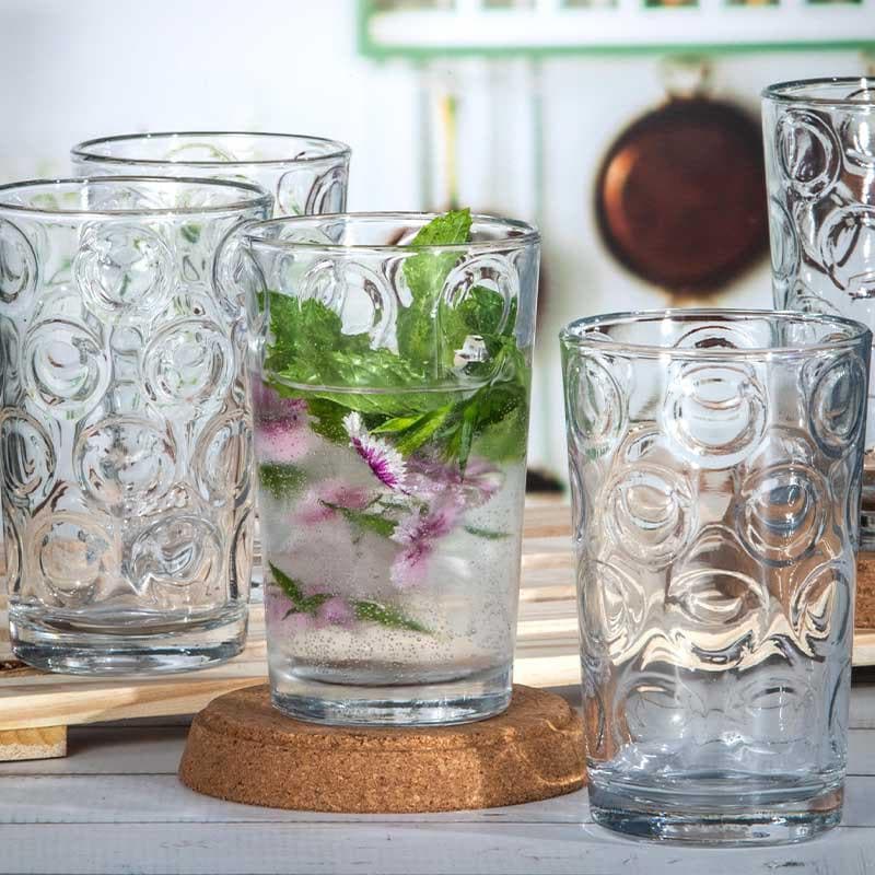 Buy Twist It Glass Tumbler (300 ml ) - Set of Six Drinking & Juice Glasses from Vaaree