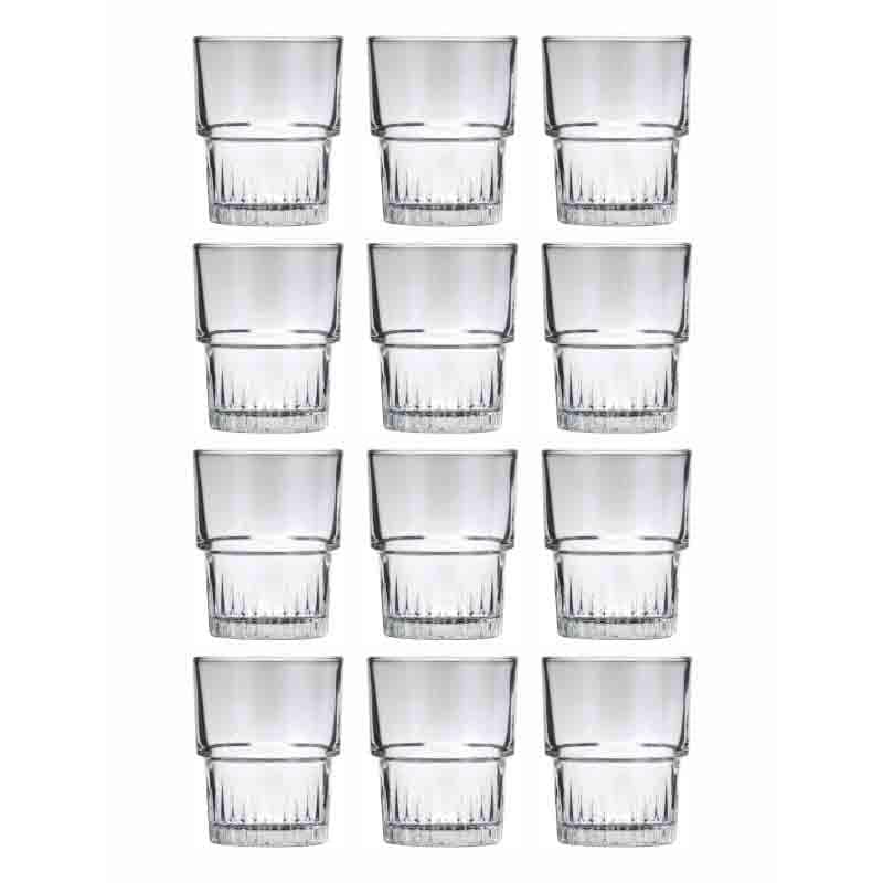 Buy Crusoe Glass Tumbler (200 ml ) - Set of Twelve Drinking & Juice Glasses from Vaaree