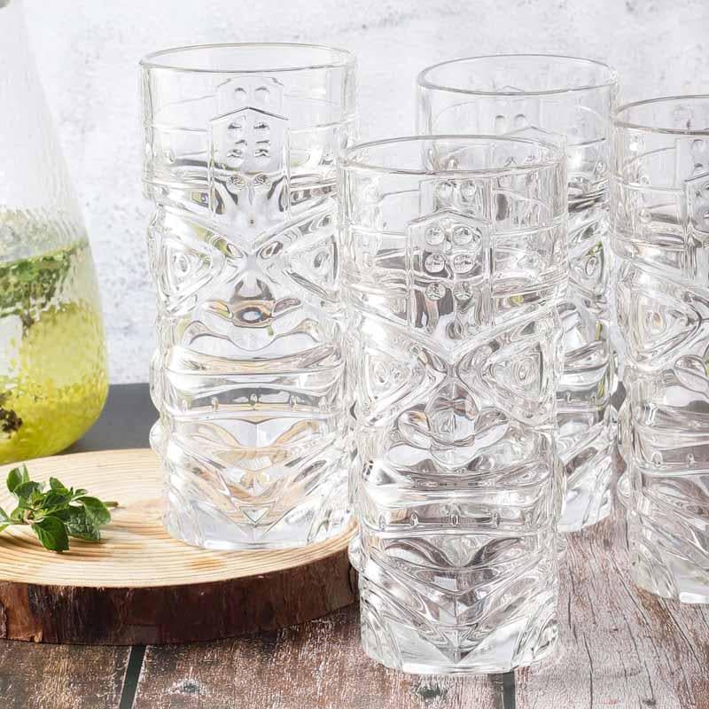 Buy Tiki Shiki Glass (400 ml ) - Set Of Four Drinking & Juice Glasses from Vaaree