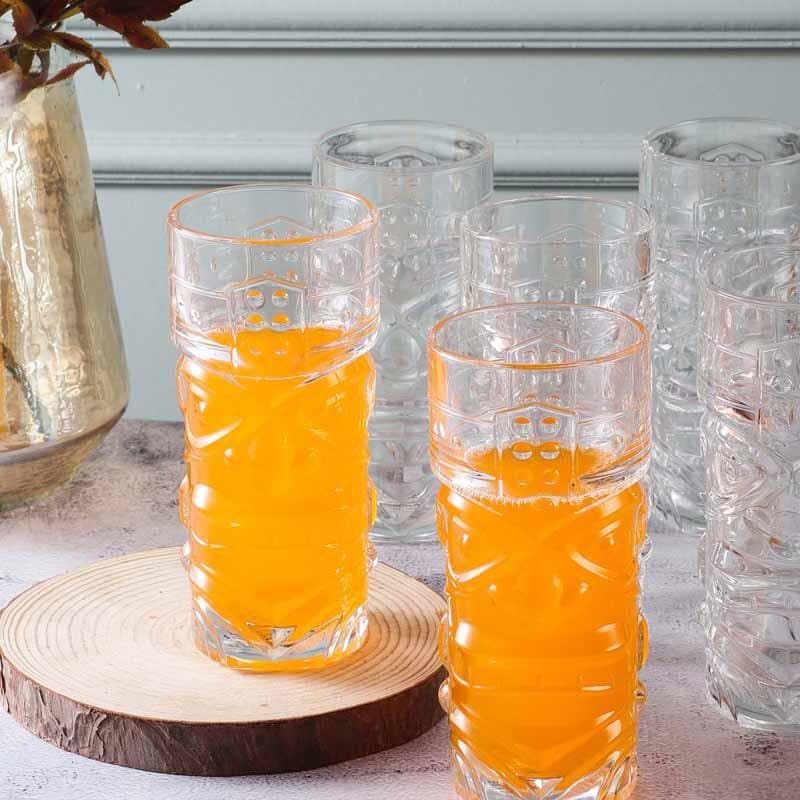 Buy Tiki Shiki Glass (400 ml ) - Set Of Six Drinking & Juice Glasses from Vaaree