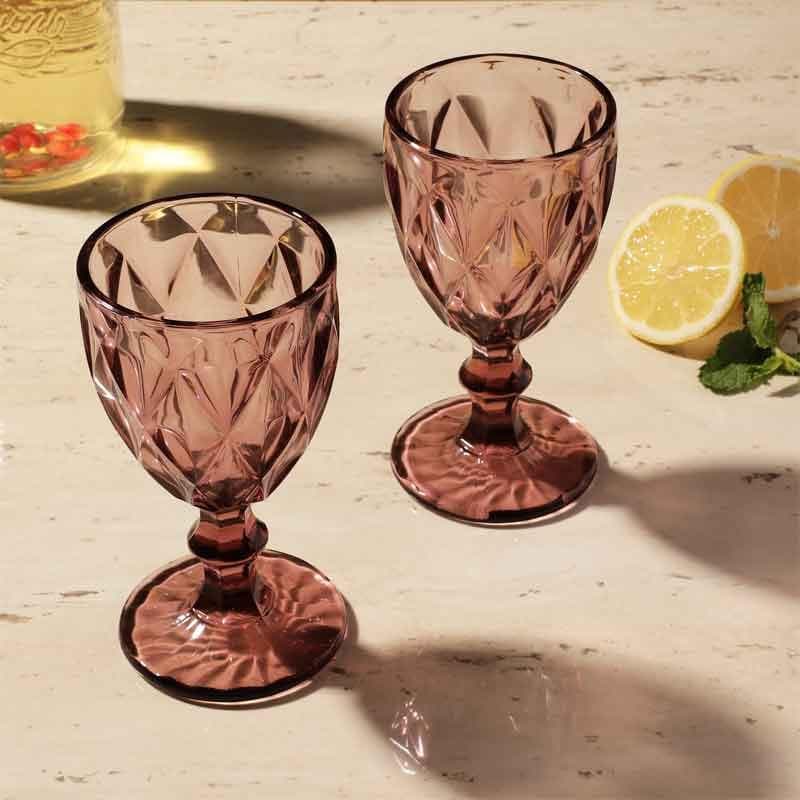 Buy Plum Crystal Tinted Goblet (244 ml ) - Set Of Two Wine & Champagne Glasses from Vaaree