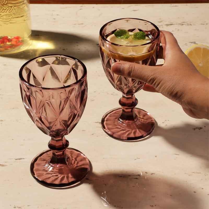 Buy Plum Crystal Tinted Goblet (244 ml ) - Set Of Two Wine & Champagne Glasses from Vaaree