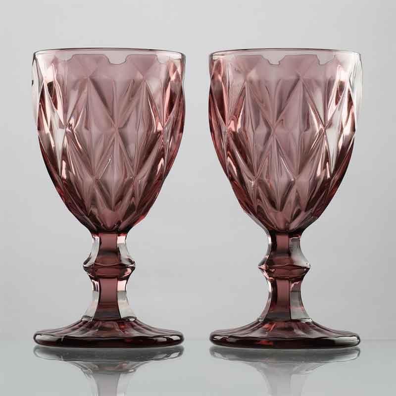 Buy Plum Crystal Tinted Goblet (244 ml ) - Set Of Two Wine & Champagne Glasses from Vaaree