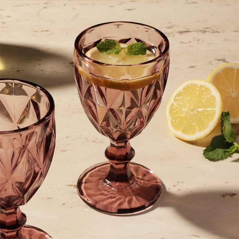 Buy Plum Crystal Tinted Goblet (244 ml ) - Set Of Two Wine & Champagne Glasses from Vaaree