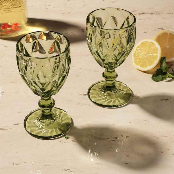 Buy Sage Crystal Tinted Goblet (244 ml ) - Set Of Two Wine & Champagne Glasses from Vaaree