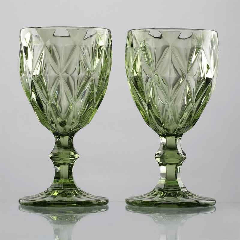 Buy Sage Crystal Tinted Goblet (244 ml ) - Set Of Two Wine & Champagne Glasses from Vaaree