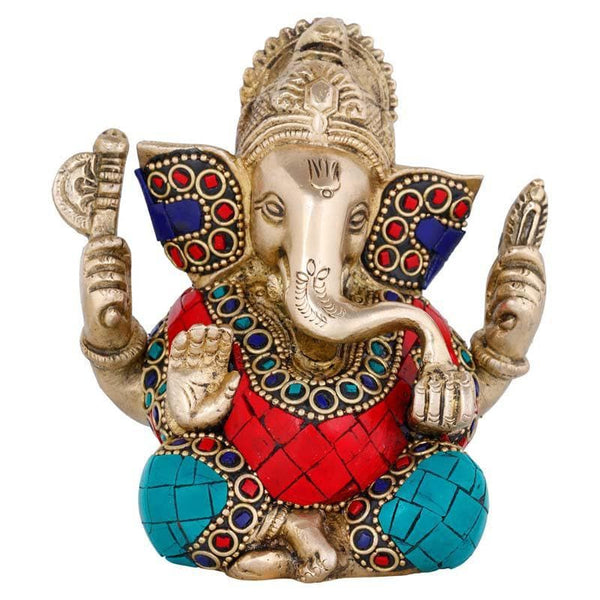 Idols & Sets - Red & Turquoise Enamel Ganesha