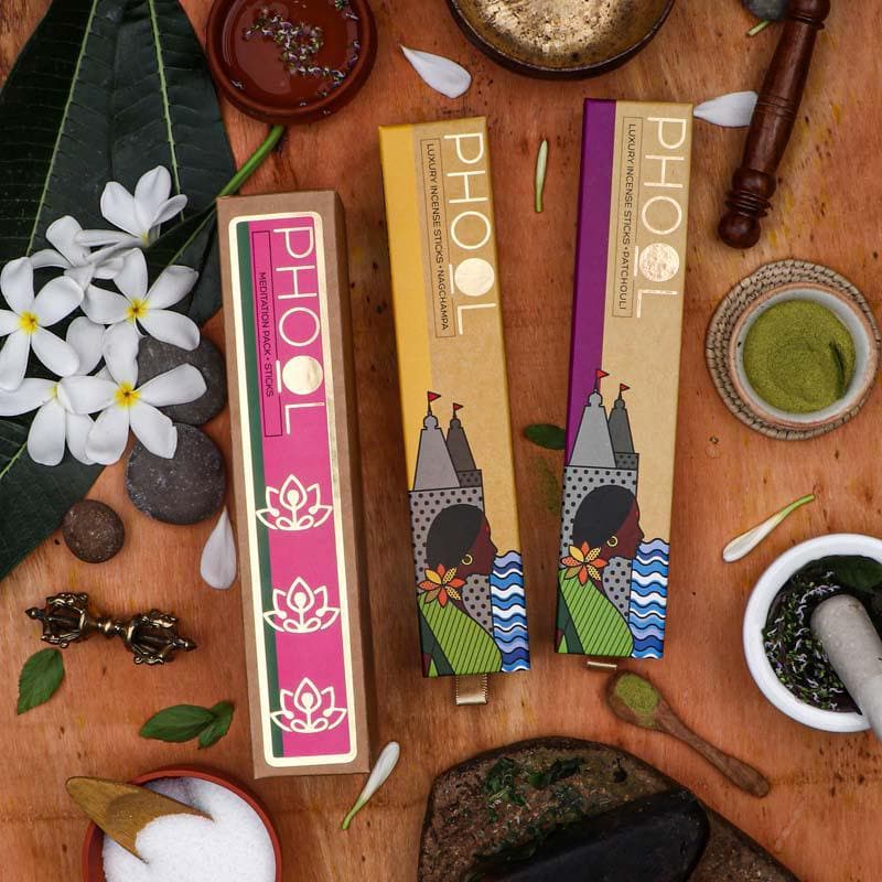 Buy Phool Meditation Combo Pack - Natural Incense Sticks Nagchampa & Patchouli Incense Sticks & Cones from Vaaree