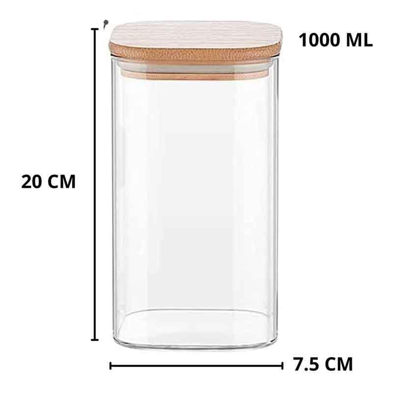 Buy Jar - Elina Storage container with bamboo lid (1000 ML Each) - Set of Two at Vaaree online