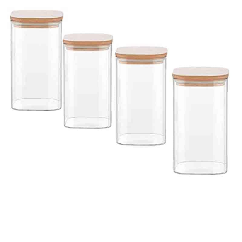 Buy Jar - Elina Storage container with bamboo lid (700 ML Each) - Set of Four at Vaaree online
