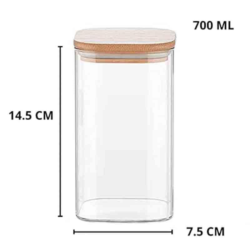 Buy Jar - Elina Storage container with bamboo lid (700 ML Each) - Set of Four at Vaaree online