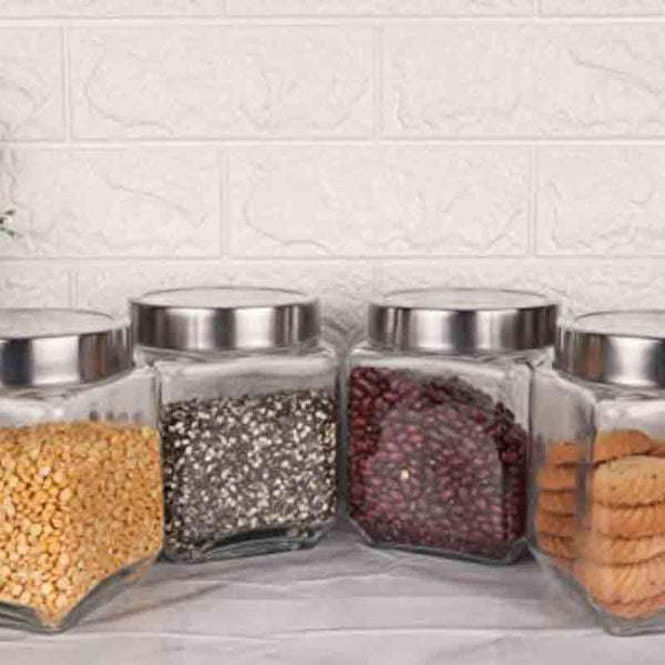 Buy Jar - Fiona Storage Container with steel lid (1150 ML Each) - Set of Four at Vaaree online