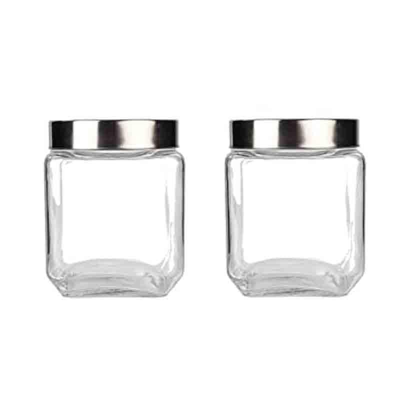 Jar - Fiona Storage Container with steel lid (1150 ML Each) - Set of Two