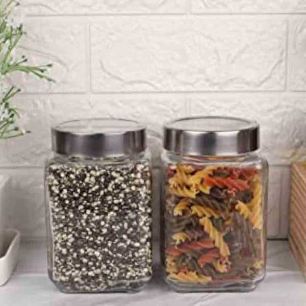 Jar - Fiona Storage Container with steel lid (1550 ML Each) - Set of Two