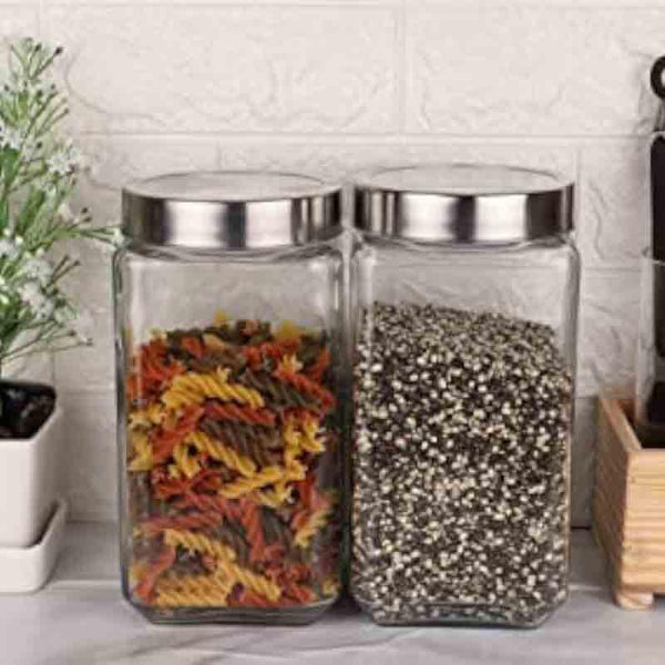 Jar - Fiona Storage Container with steel lid (2000 ML Each) - Set of Two