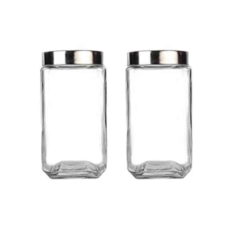 Jar - Fiona Storage Container with steel lid (2000 ML Each) - Set of Two